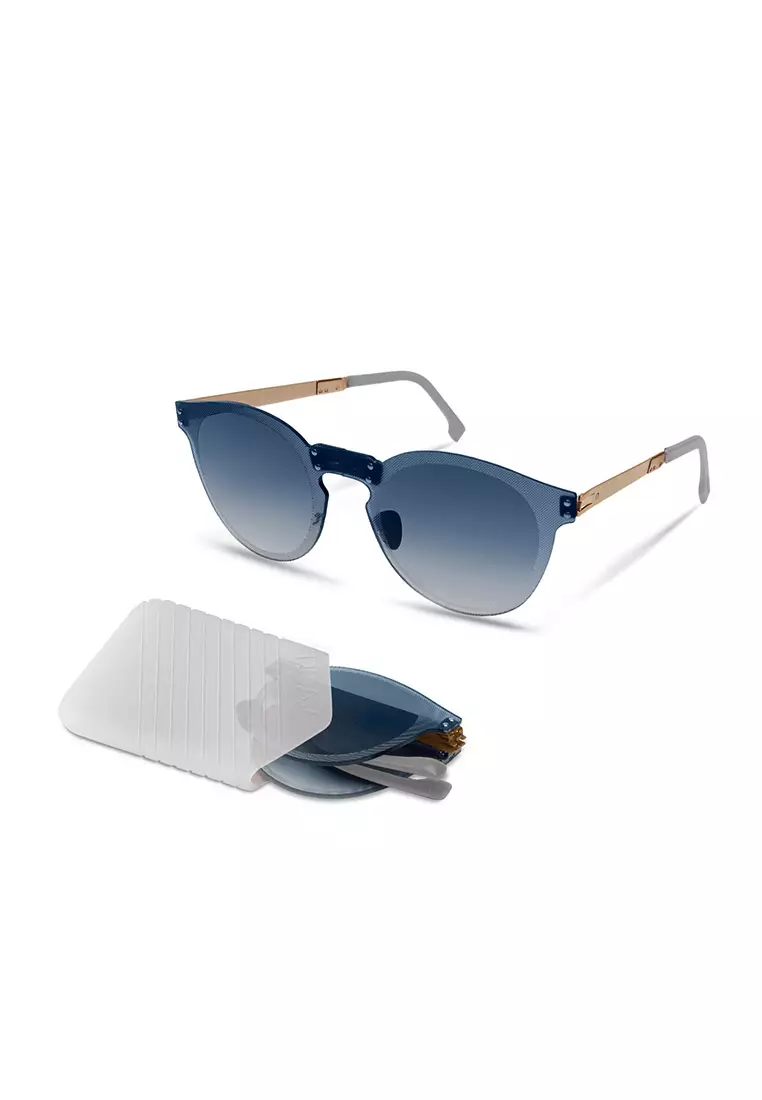 超輕極薄‧摺疊式太陽眼鏡 ROAV Oxygen O001 CLOUD Brush Gold / Blue Gradient 14.43