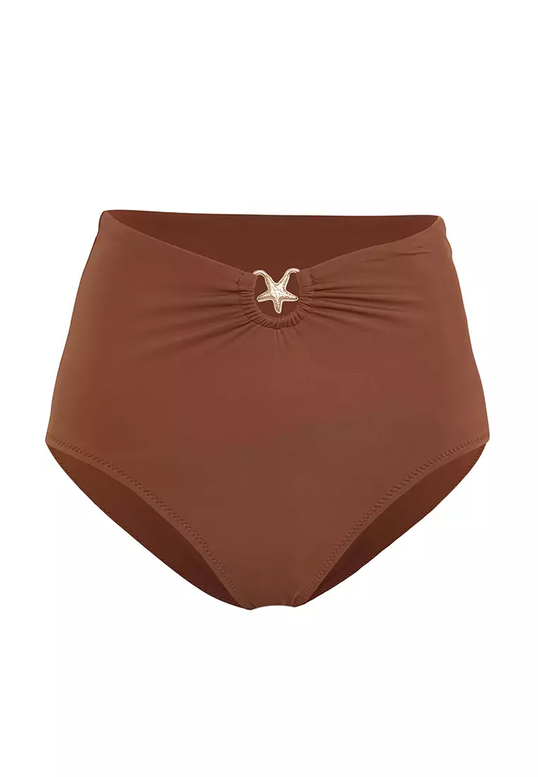 Star High Waist Ruched Hipster Bikini Bottom