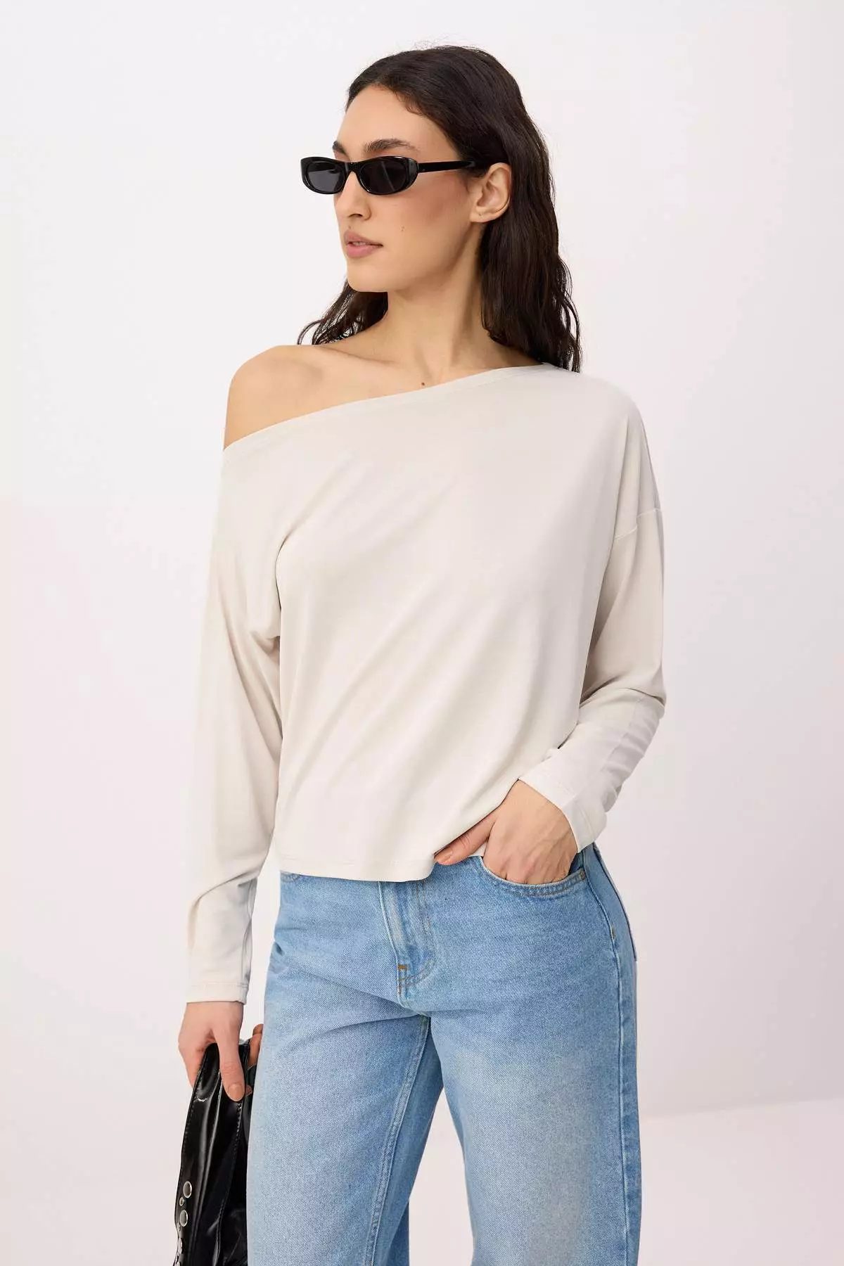 Taş More Sustainable Boat Neck Relaxed/Casual Cut Modal Premium Knitted Blouse Twoaw25Bz00282