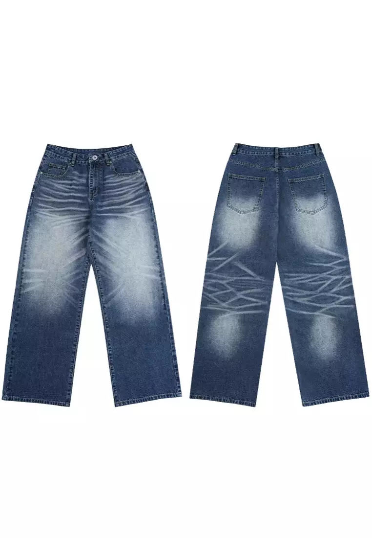 Cat Whisker Loose Straight Jeans LK-K6110