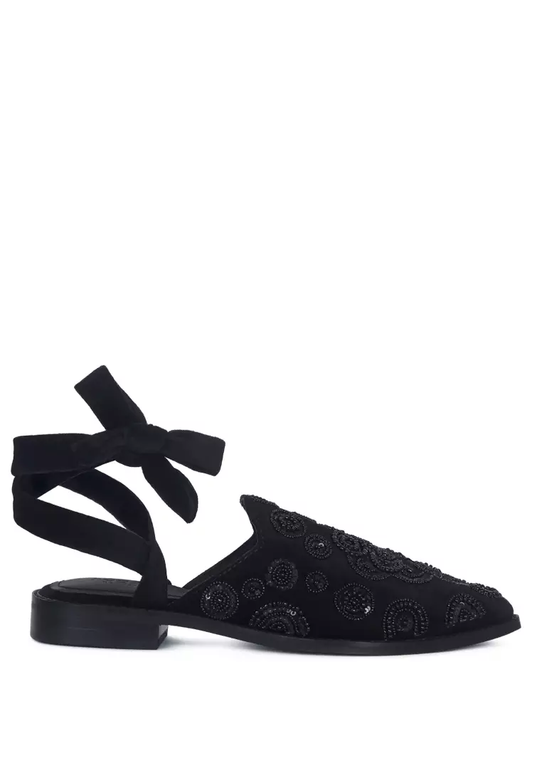 Discount on Rag & Co.  shoes - SKU: Mande Embroidered Embroidered Velvet Mules In Black