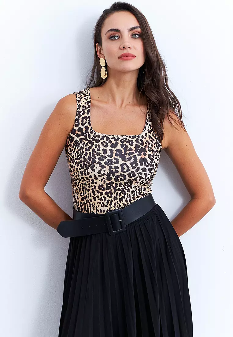 Square Neck Leopard Blouse