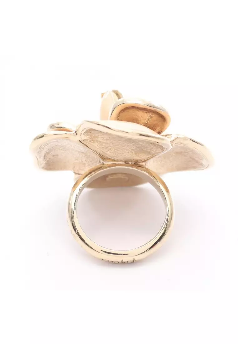 Buy Chanel Pre-Loved Chanel camellia coco mark ring ring GP