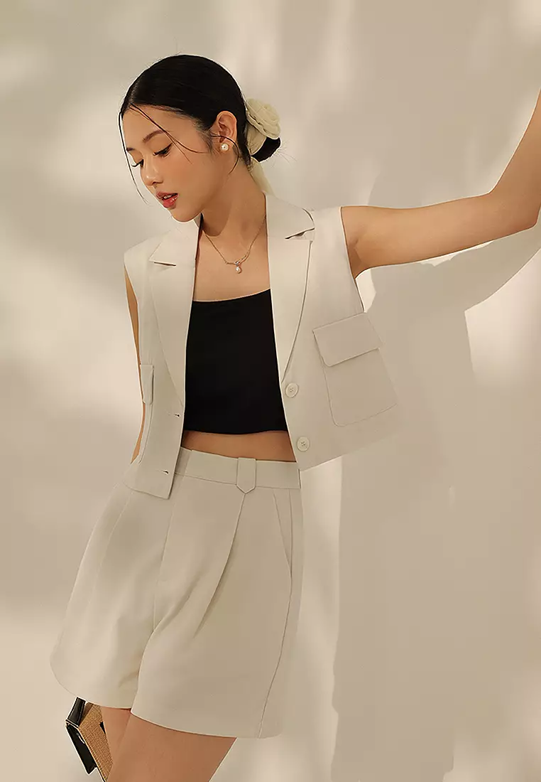 Boxy Sleeveless Suit Vest