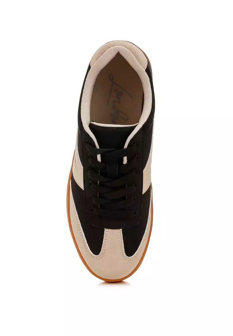 Contrasting Patchwork Chunky Sneakers in Black