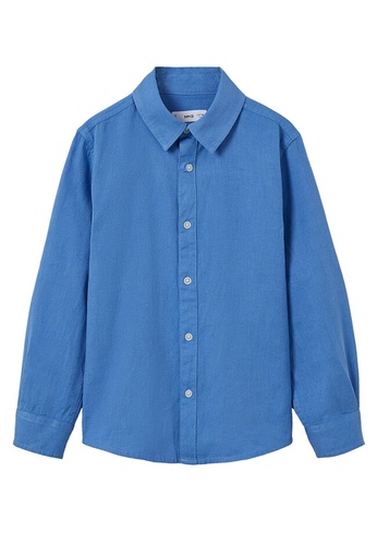 MANGO KIDS blue Cotton Linen-Blend Shirt BCACFKA121B4A4GS_1