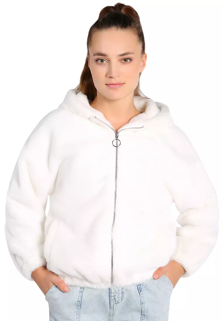 Hoodie with clearance fur sleeves