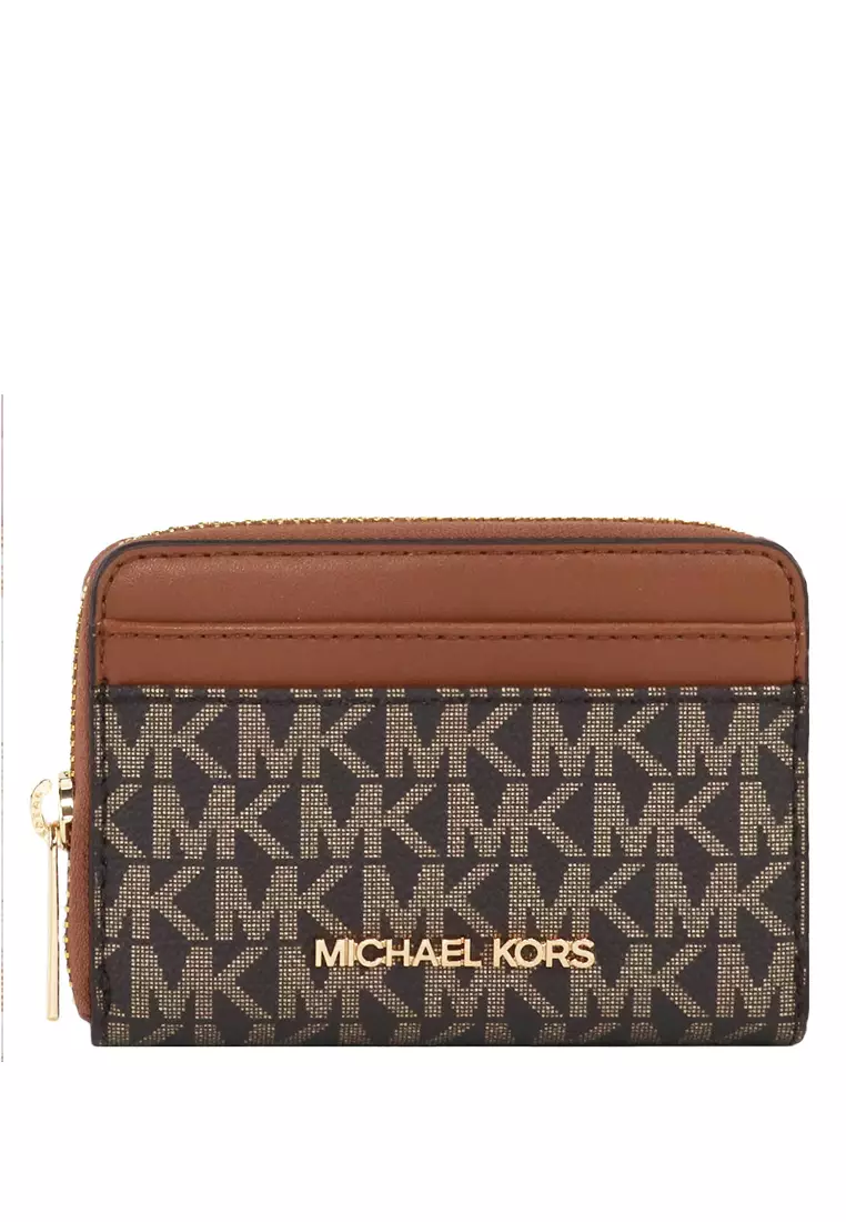 Michael kors jet set travel pvc sales signature bifold zip coin wallet clutch