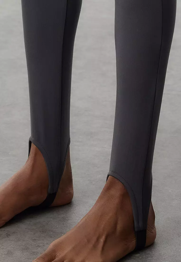 Dark Anthracite Brushed Soft Fabric Füzo Full Length Yoga Knitted Sports Leggings THMAW25TY00009