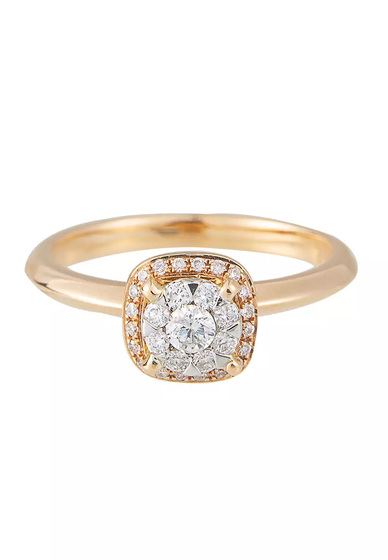 LITZ 18K 玫瑰金鑽石戒指 DR3644