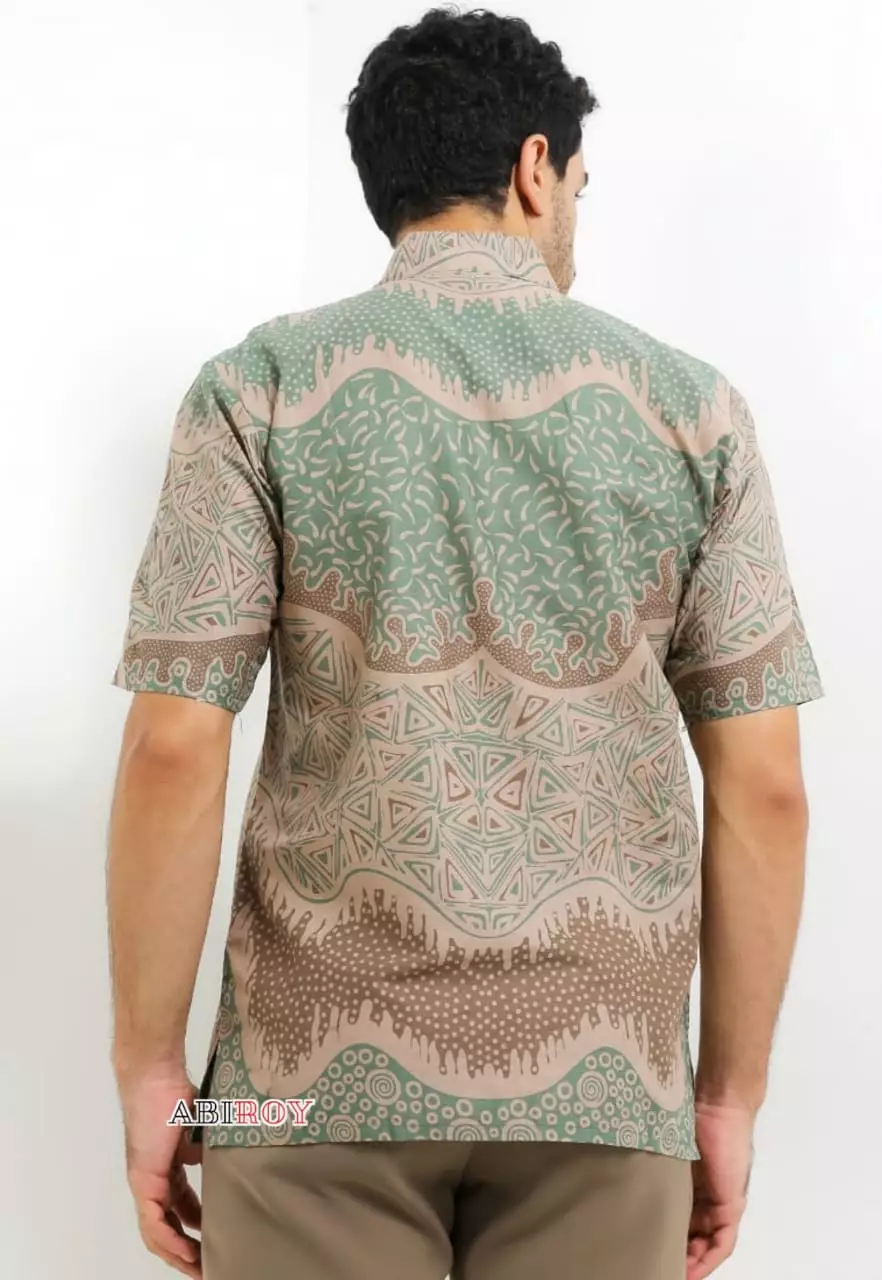Pungkas Hijau Kemeja Batik Pria Premium Slimfit Lengan Pendek NLN