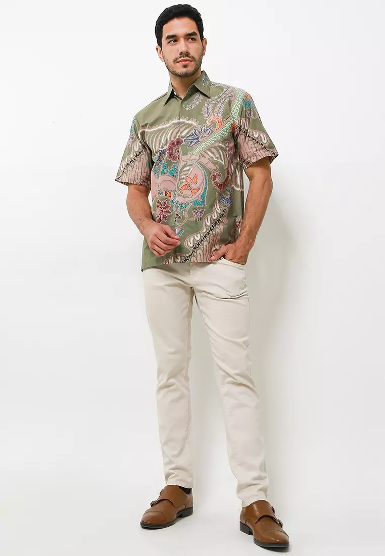 Kunthara Kemeja Batik Tulis Premium Pria Casual Modern Lengan Pendek