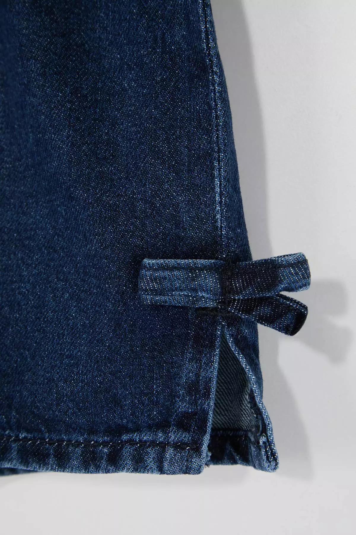 Indigo Girls' Ribbon Detailed Elastic Waist Plain Denim Holiday Shorts & Bermuda Shorts Tkdss26Sr00005