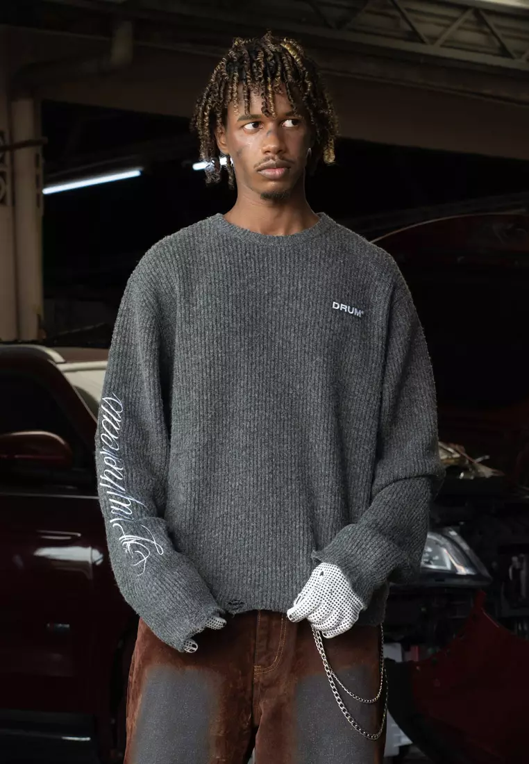 DRUM S. 80's Workshop Edition Knitted Jumper- Dark grey