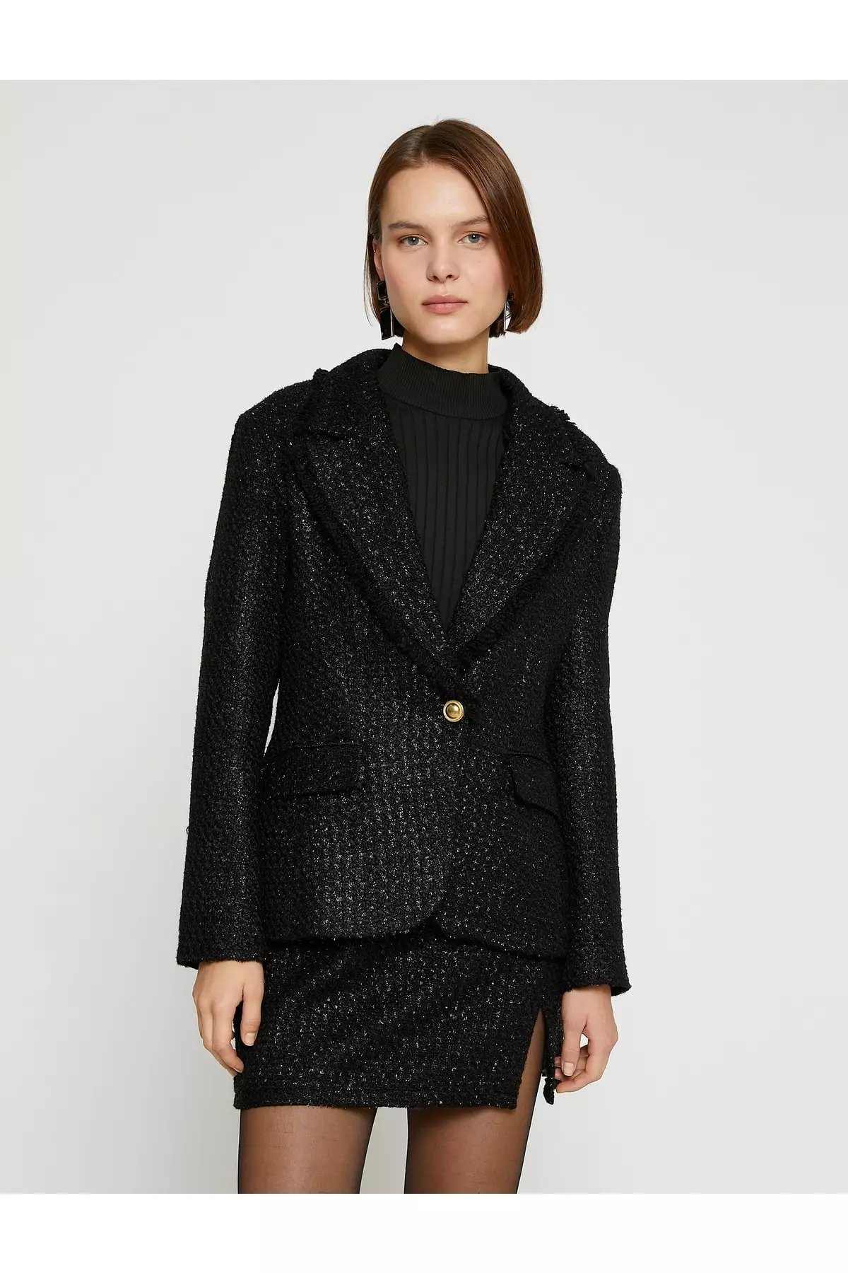 Buy KOTON Shimmering Tweed Jacket 2025 Online | ZALORA
