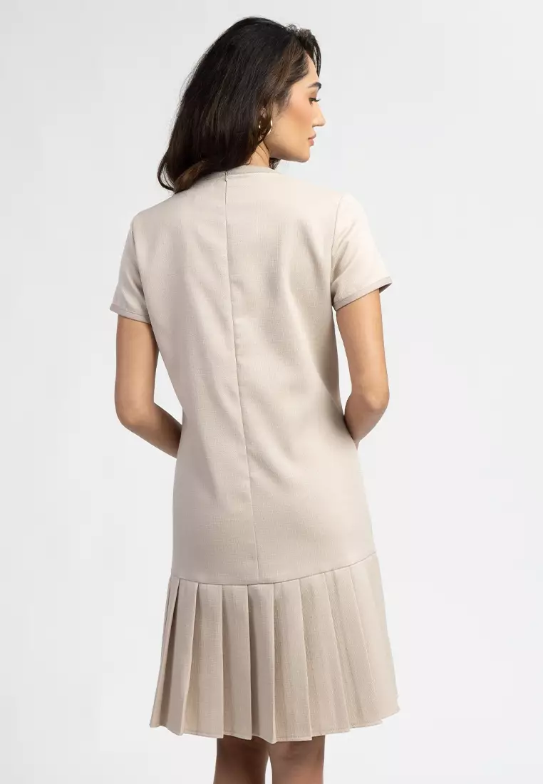 Clara Utility Placket Pleated Shift Dress