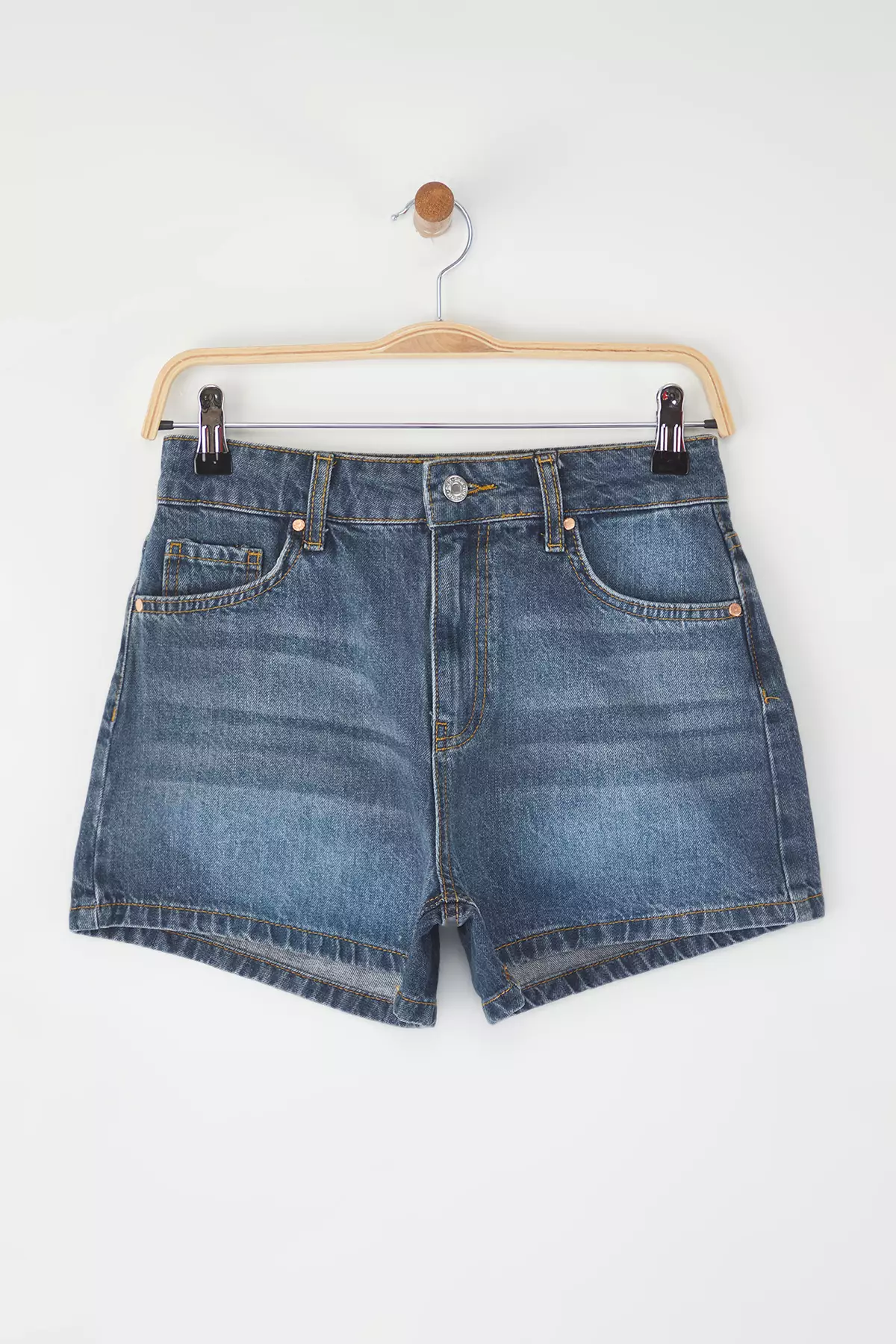 Blue High Waist City Boy Denim Shorts TWOSS25SR00154