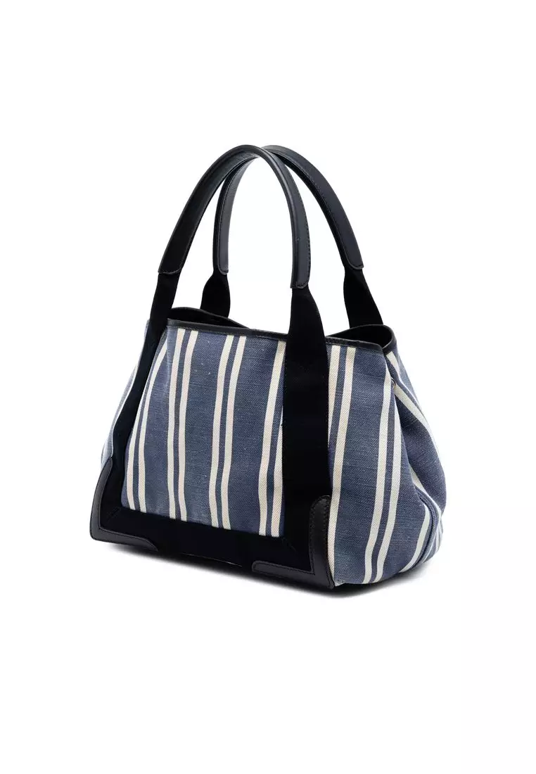 Pre-Loved Balenciaga Canvas Striped Navy Cabas S