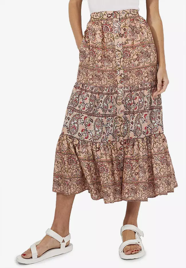 French connection floral outlet midi skirt