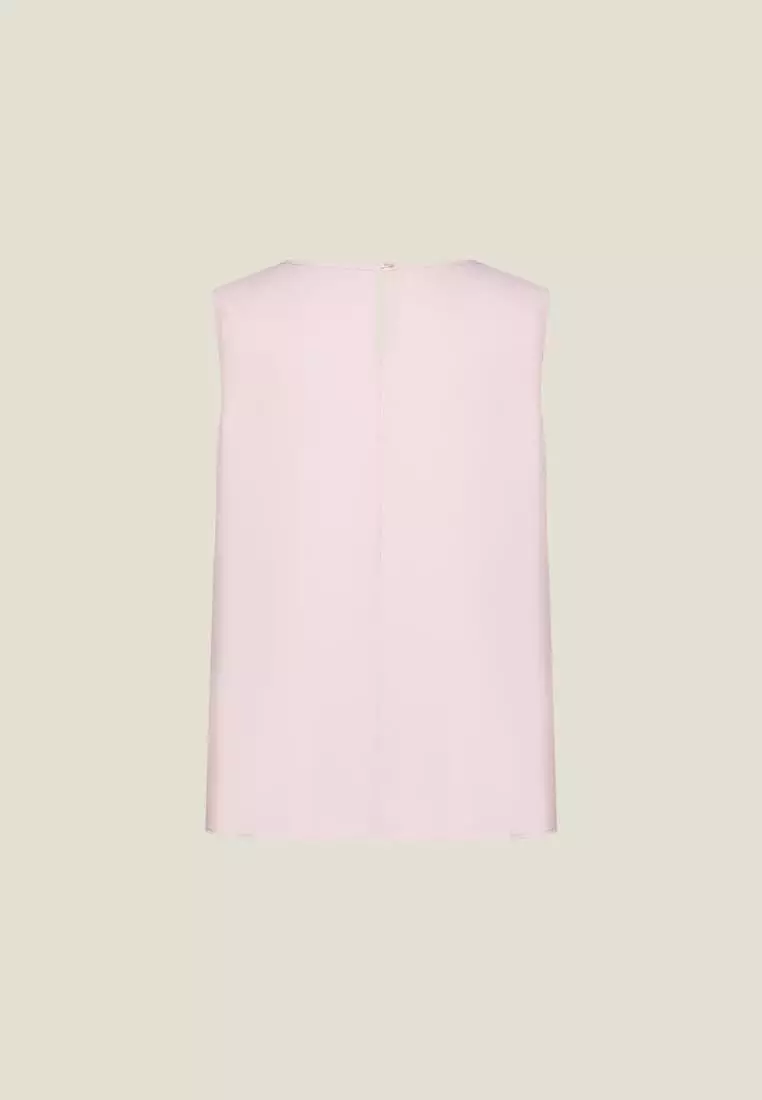 G2000 Sleeveless Gradient Pleat Puff Shoulder Blouse