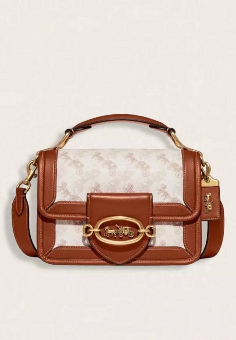 Jual COACH Coach Hero Shoulder Bag With Horse And Carriage Print Chalk ...