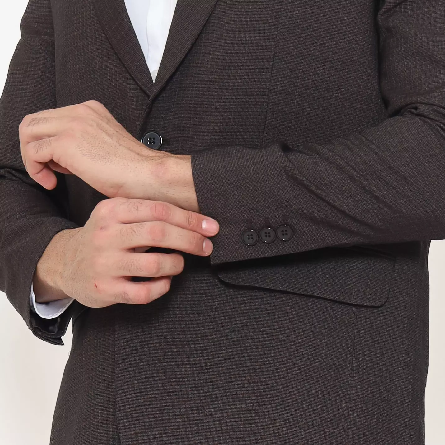 Lawell Jas Formal Pria warna Dark Brown – Polyester Viscose Stretch | Motif Garis Halus (Oxford Sedang) | PETTER