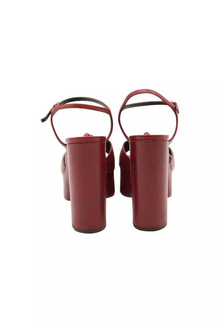 Red leather platform sandals shop