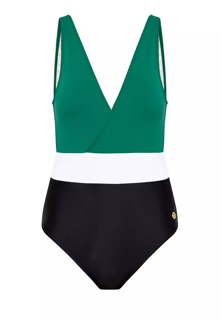 Buy Naked Sun Swimwear Hanna Halter Maillot With Tricolor Online