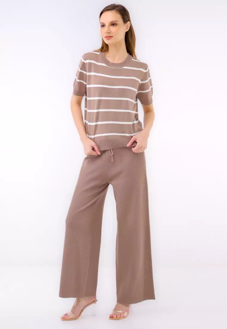 Ladies Knitted 2 In 1 Blouse & Pants