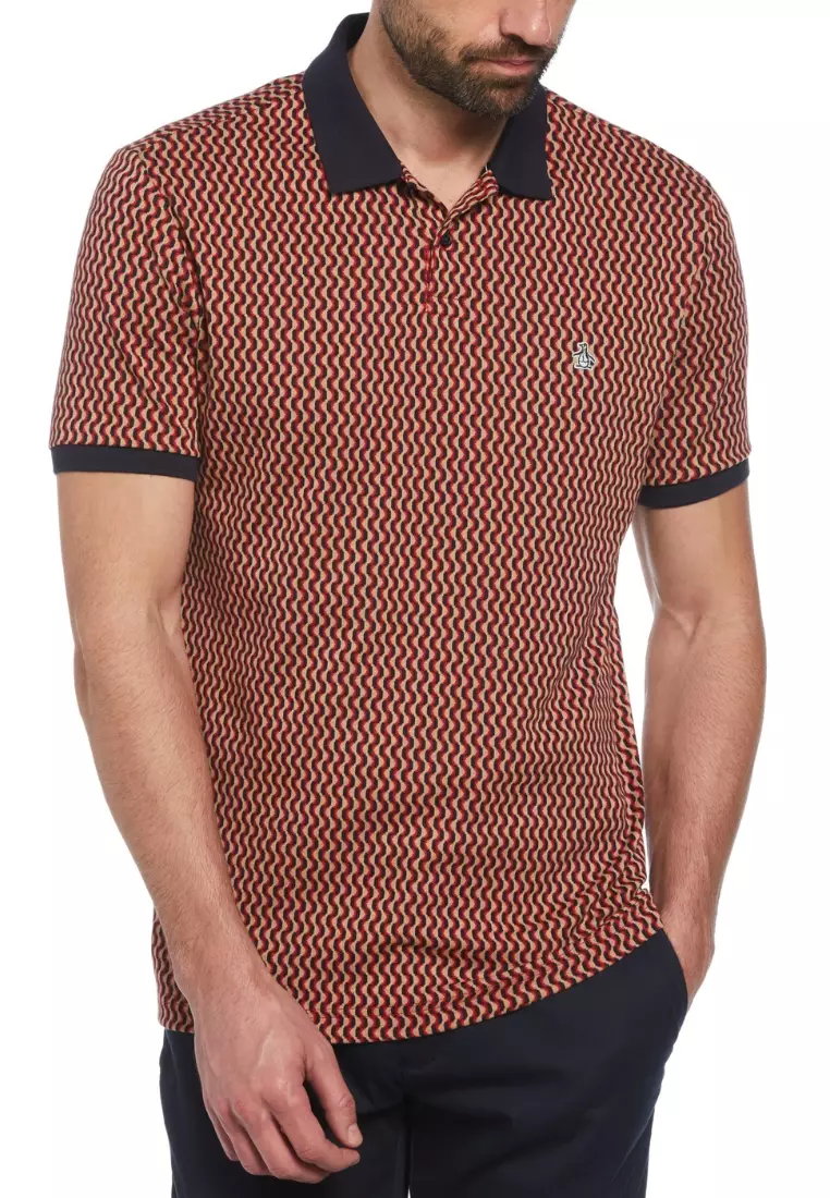 Mini Geo Print Short Sleeve Polo Shirt