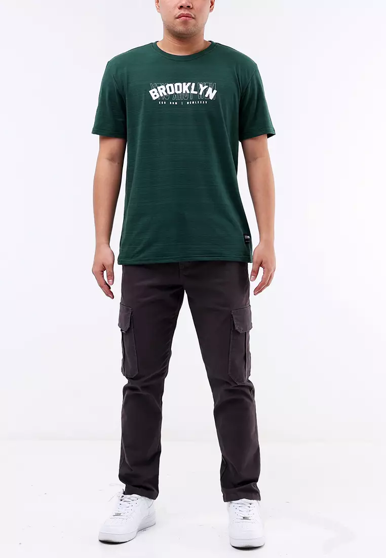 Round Neck Streaky Short Sleeves T-Shirt