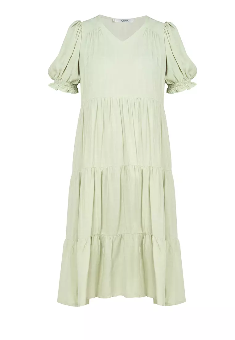 Buy OLIVIA Clara Midi Doll Dress With Puff Sleeves 2024 Online | ZALORA ...