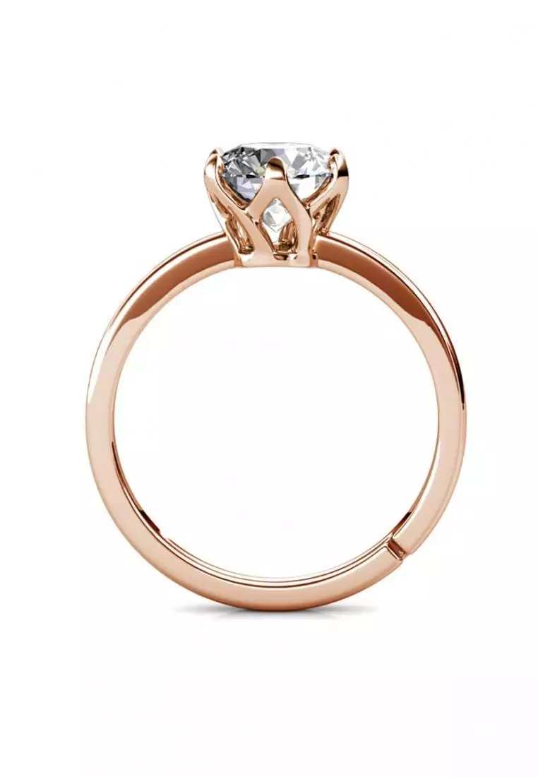 Berlian Moissanite Les Estelle Ring Rose Gold [GRA CERTIFICATE MOISSANITE DIAMOND] - Cincin 1ct Moissanite Diamond 925 Silver Celesta by Her Jewellery