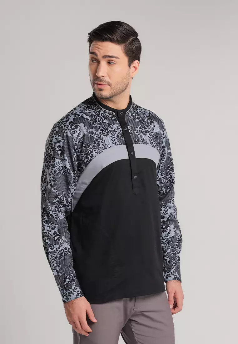 MOC Kemeja Shanghai Lengan Panjang Pria Kamran - Black