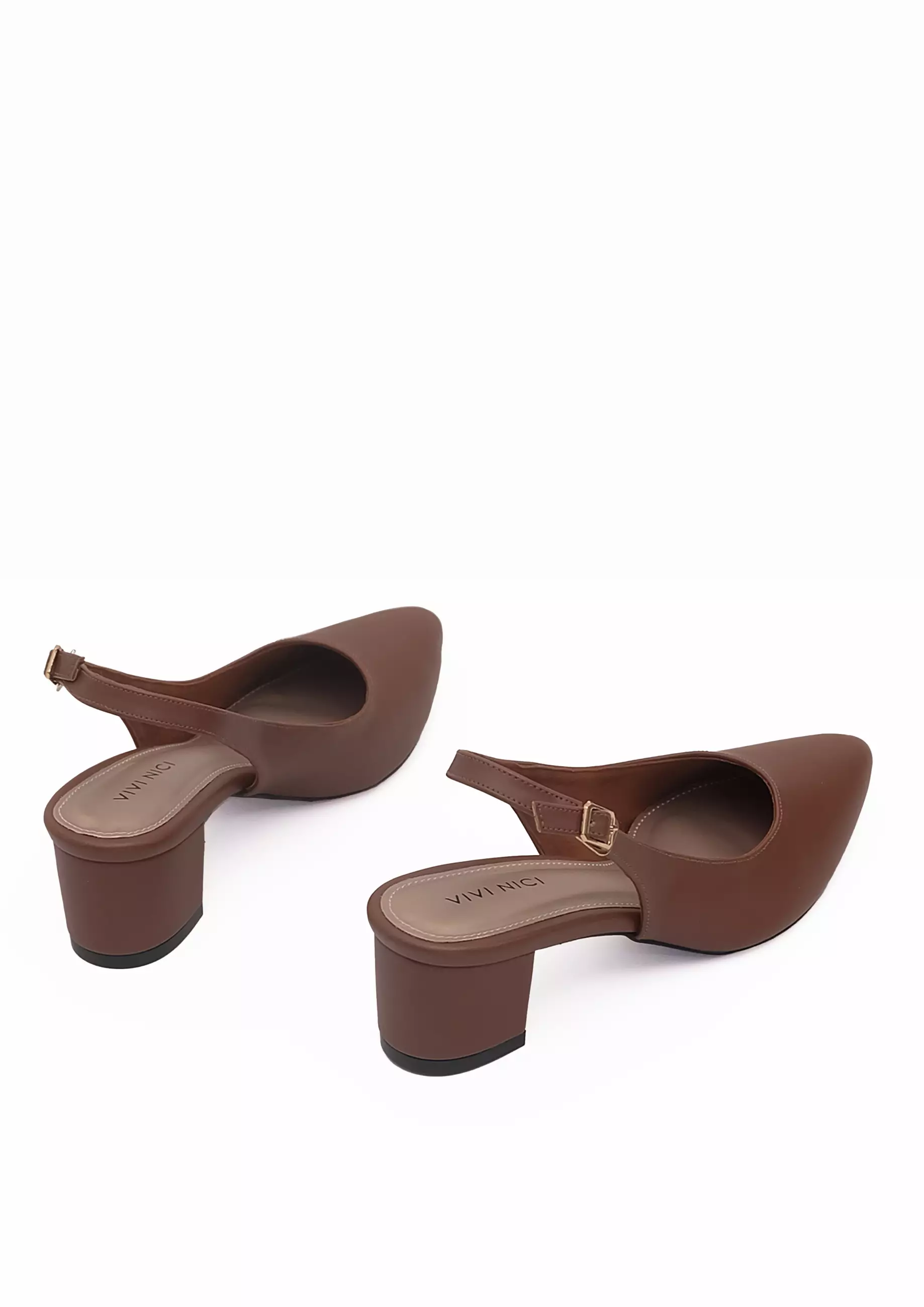 VIVI NICI - Selena Sepatu Sandal Mules Hak 5 cm Downtown Brown