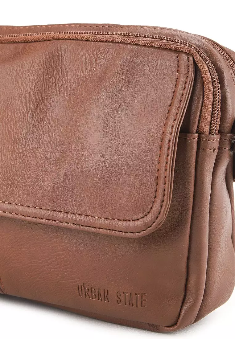 Distressed Leather Charter Crossbody Bag