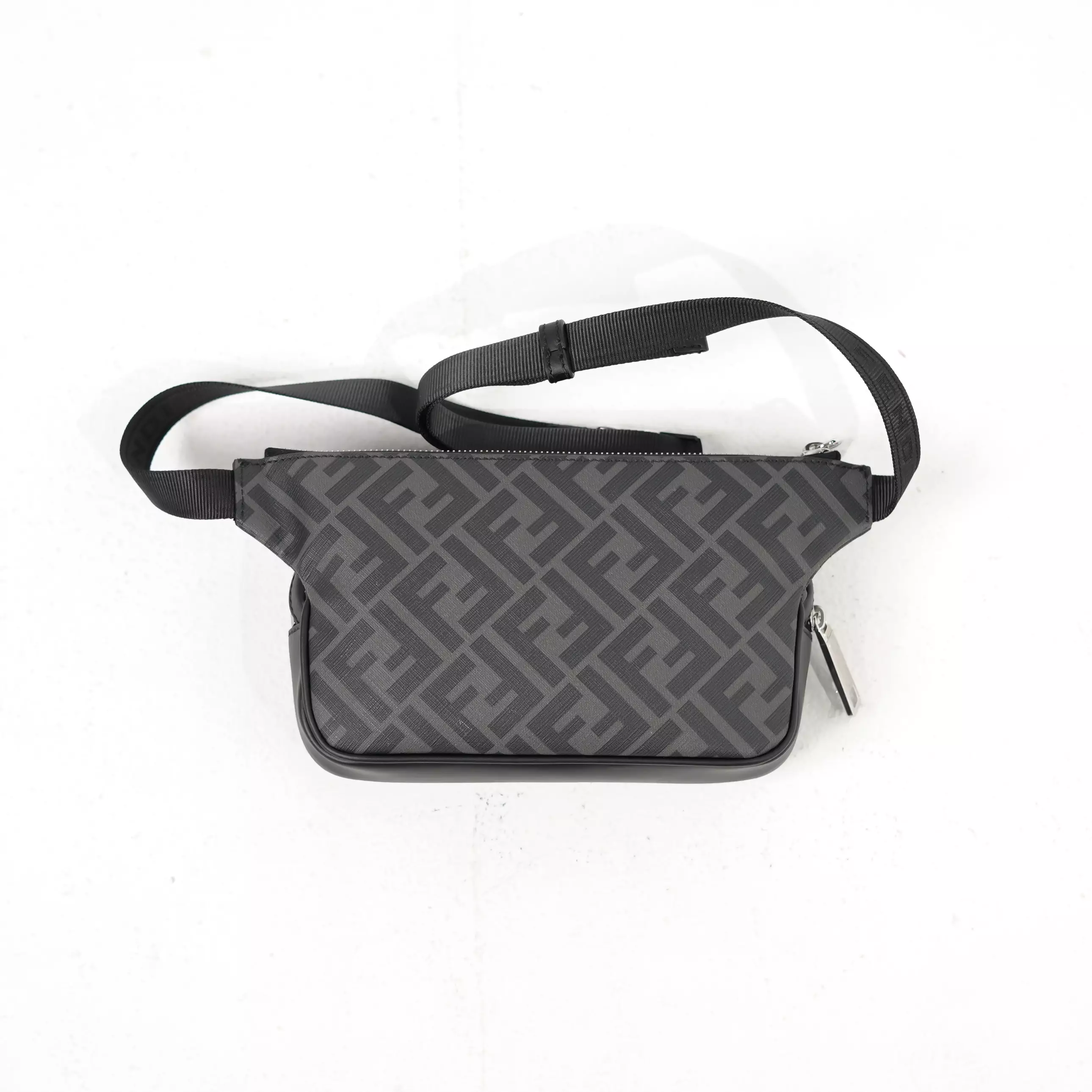 Tas FENDI FF DIAGONAL YELLOW BLACK SQUARE LEATHER WAIST BAG 100% ORIGINAL