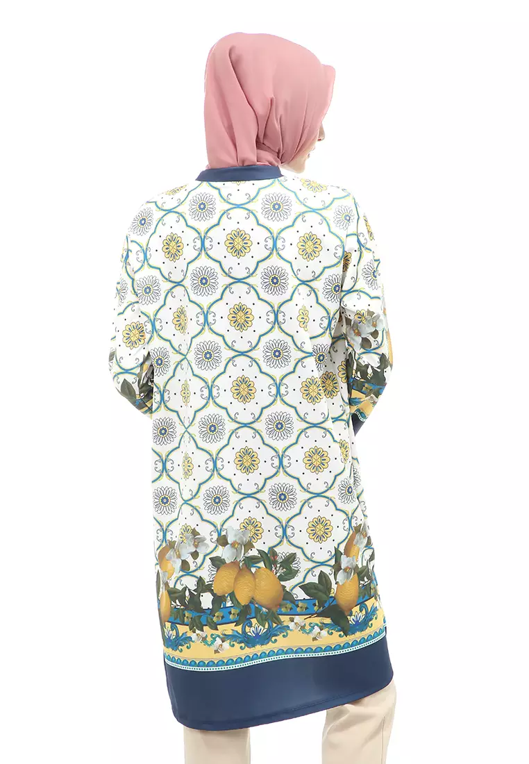 Syahla Atasan Long Tunik Wanita Muslimah Relaxed Fit - Blue