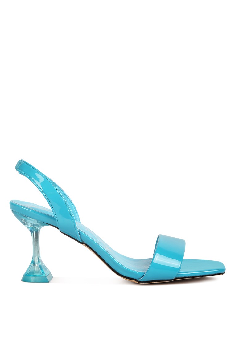 Blue Clear Spool Heel Sandals