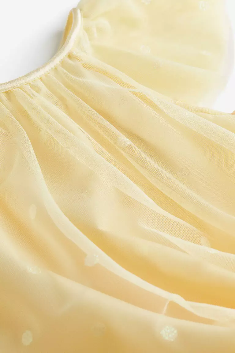 Butterfly-sleeved tulle dress