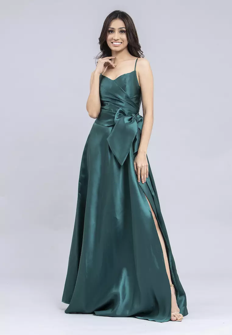 Empress Off-the-Shoulder High-Slit Gown