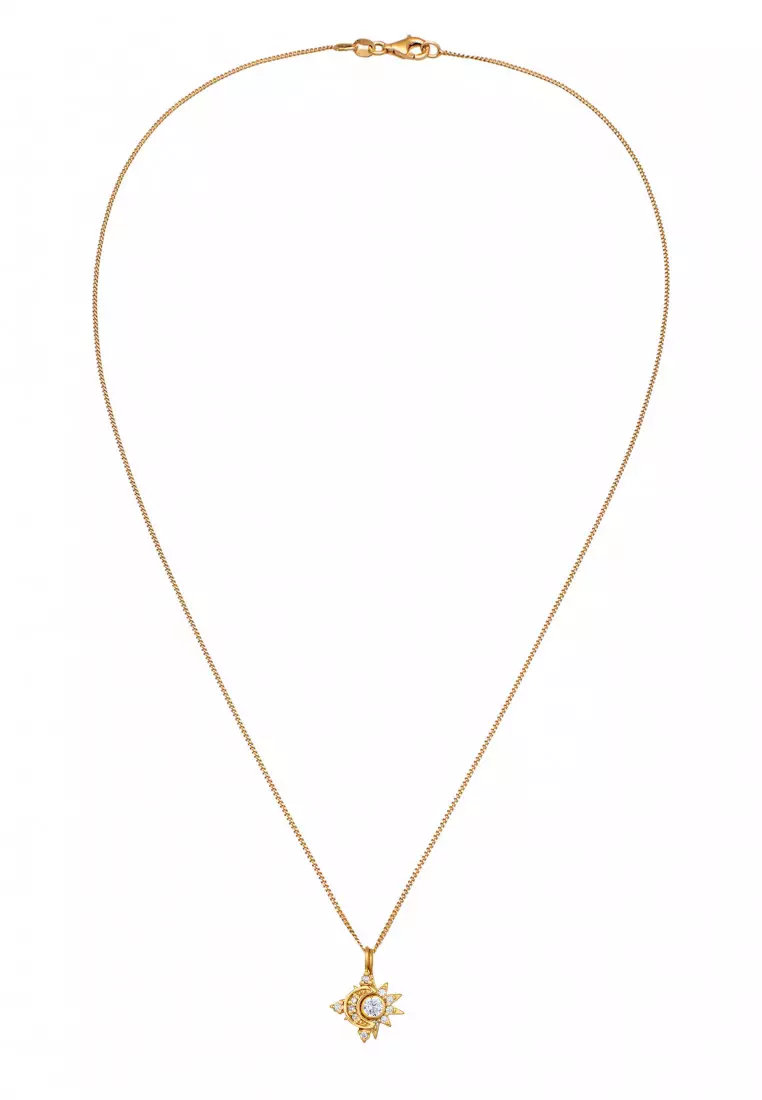 Kalung Perhiasan Perak 925 Wanita Ball Layer White Crystals Gold Plated