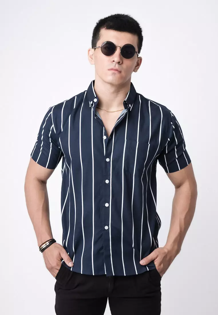 Vicente Stripe Navy SS