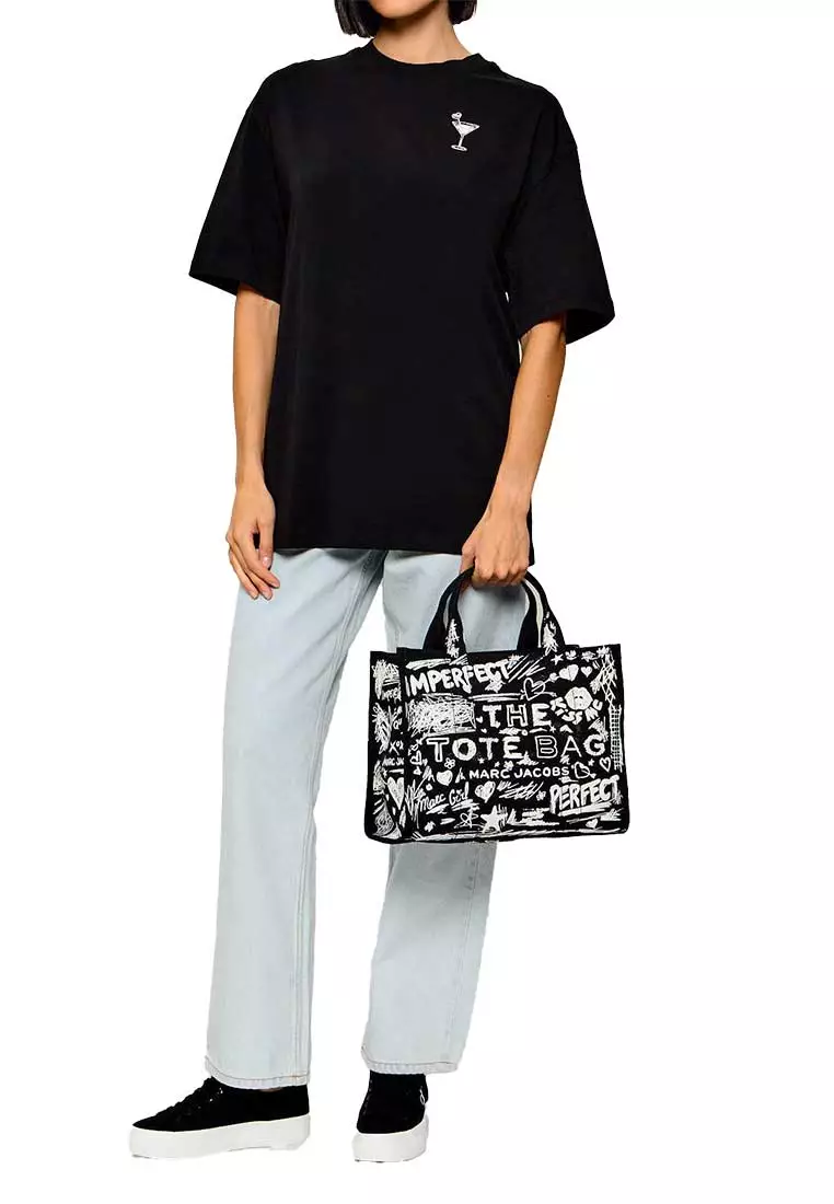 The Punk Scribble Canvas Medium Tote Bag Black Multi 2S6HTT015H02