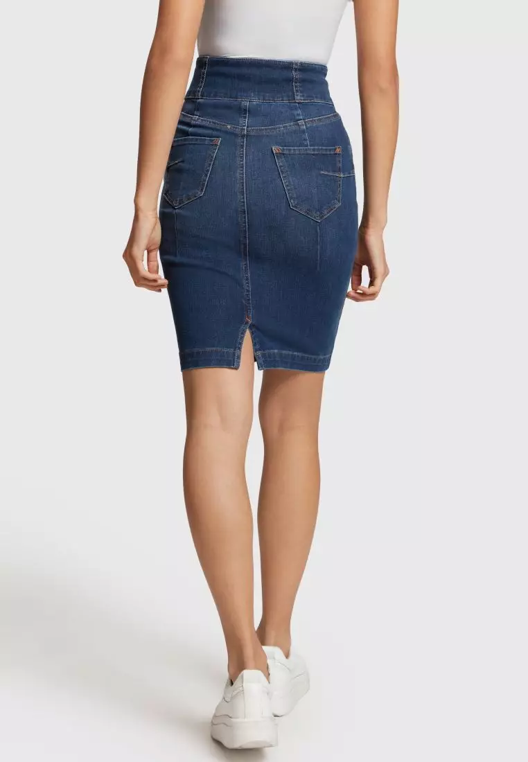 Stretch denim pencil skirt hotsell for sale