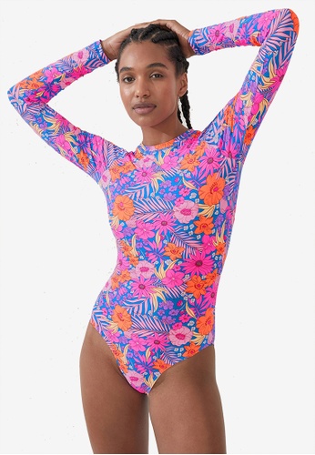 Cotton On Body Long Sleeves One Piece Full Swimsuit | ZALORA Malaysia
