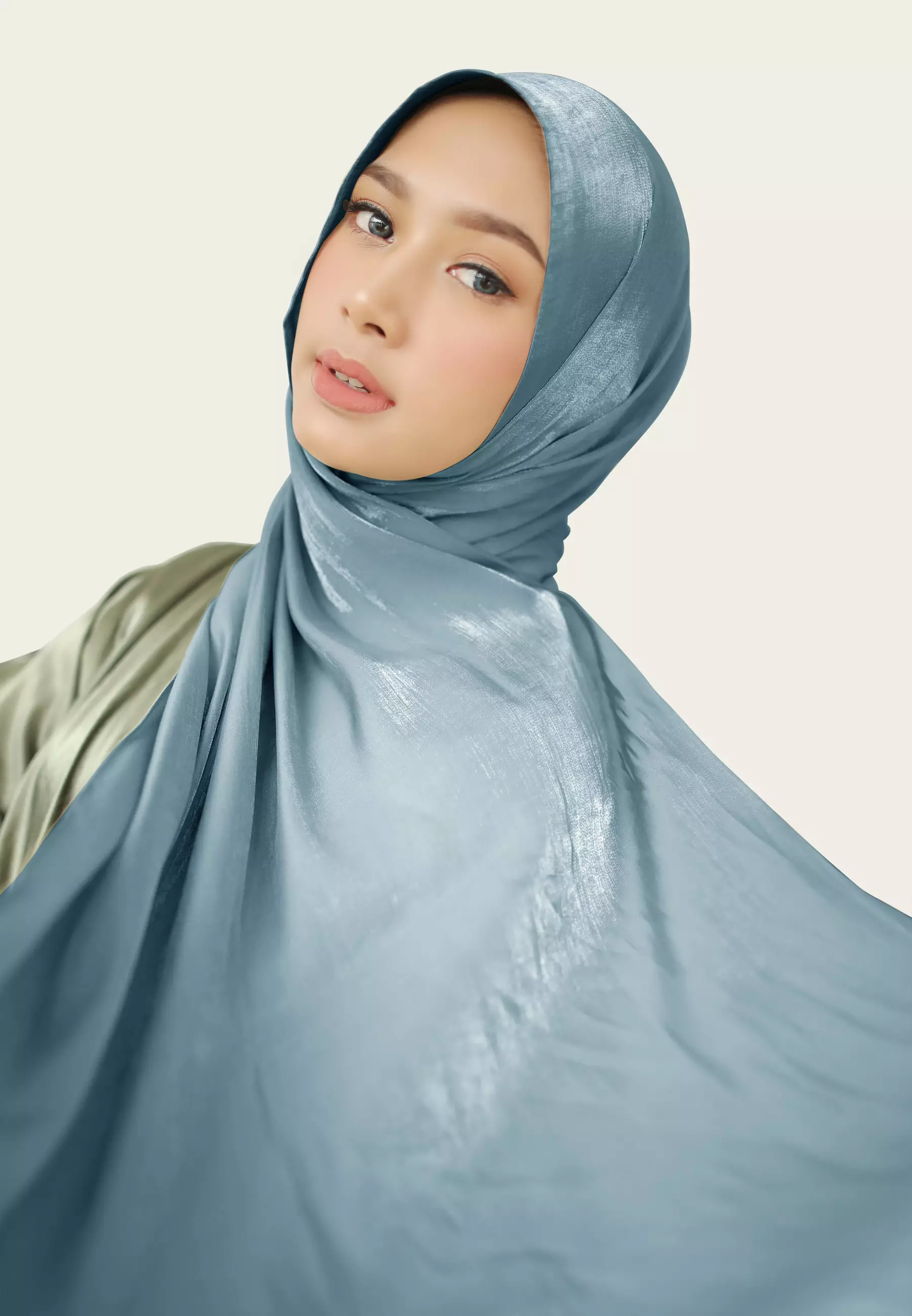 Hijab Pashmina Shimmer Silk Premium - Blue Han