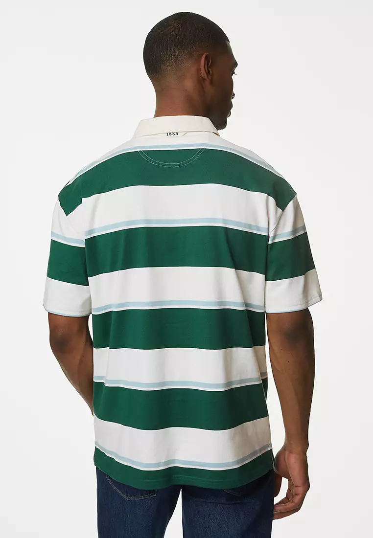 Oversized Pure Cotton Short Sleeve Rugby Shirt