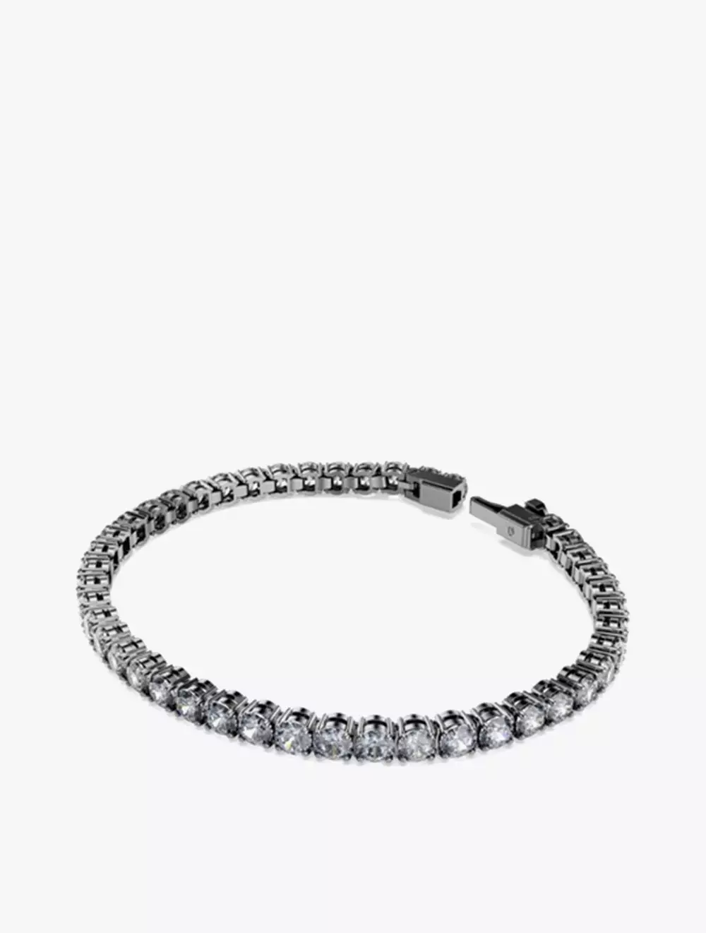 Matrix Tennis Bracelet, Round Cut, Gray, Ruthenium Plated