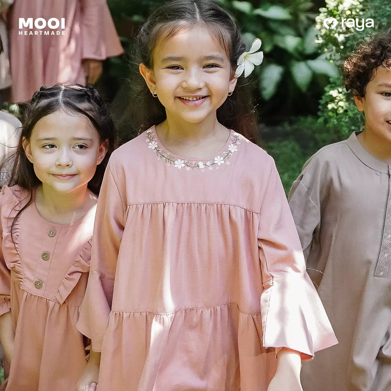 Mooi Setelan Anak Perempuan Raya Collection Nuha Tunik Set V1 - Pink Rose